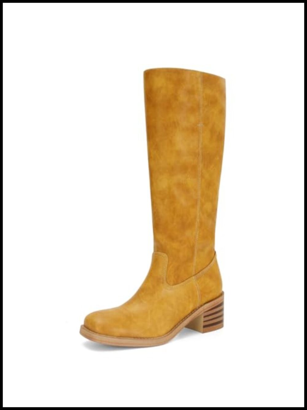 Women's Wide Calf Knee High Boots Square Toe Block Heel Pull On
